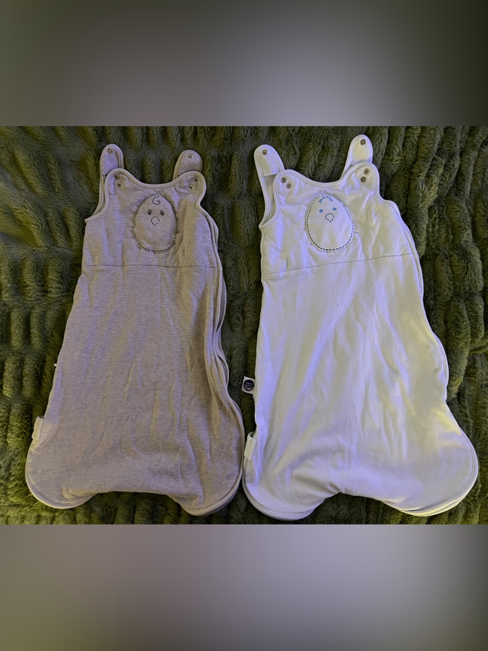 Nested Bean SleepSack - Sky Blue and Light Gray - Soft Sleeveless Swaddle 0-6mos